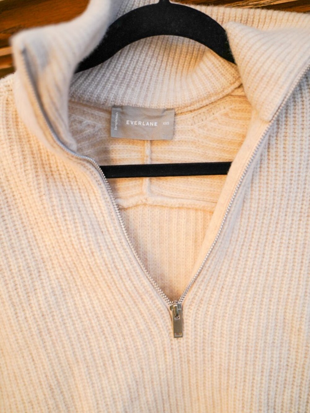 Everlane Half-Zip Sweater, Size XXS, Cream - Picture 3 of 4